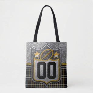 Bolso De Tela Jersey de fútbol escolar de oro negro y amarillo