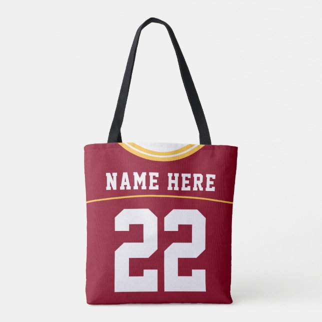Bolso De Tela Jersey de fútbol, nombre personalizado y plantilla (Reverso)