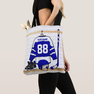 Bolso De Tela Jersey de hockey sobre hielo azul y blanco persona