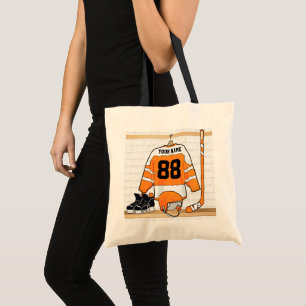 Bolso De Tela Jersey de hockey sobre hielo blanco y Naranja pers