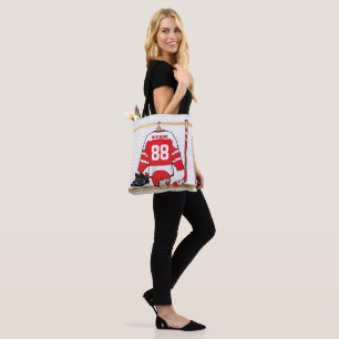 Bolso De Tela Jersey de hockey sobre hielo rojo y blanco persona