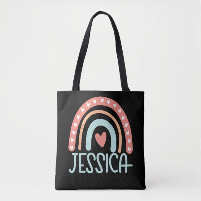 Bolso De Tela Jessica Name Personalized Rainbow (Anverso)