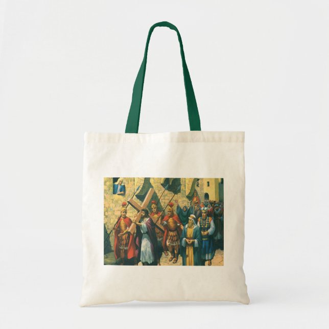 Bolso De Tela Jesucristo llevando la cruz a su crucifixión (Frente)