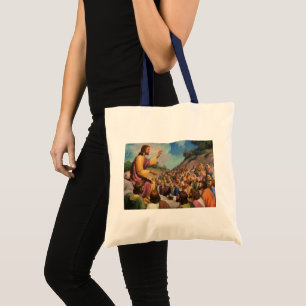 Bolso De Tela Jesucristo Sermón de la Montaña, Religión Vintage