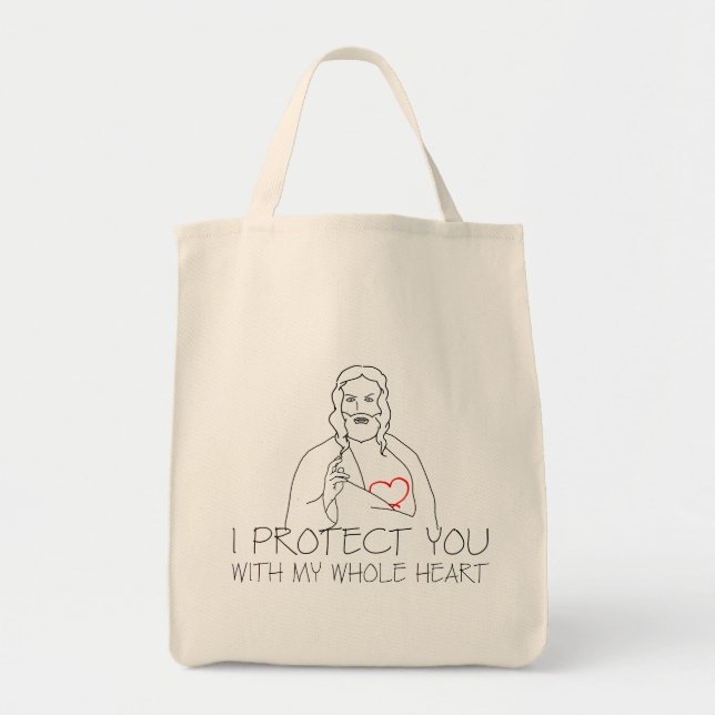 Bolso De Tela Jesucristo - Te Protejo (Frente)