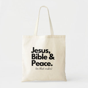Bolso De Tela Jesús, Biblia y Paz Cristiano