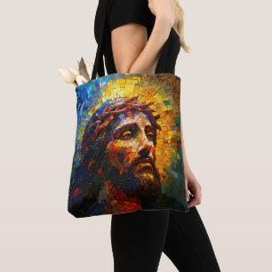 Bolso De Tela Jesús del Mosaico Colorido