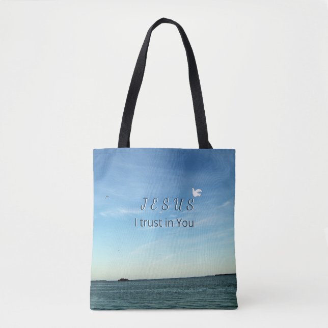 Bolso De Tela Jesus & Dove Peaceful Sky Artwork (Anverso)