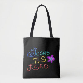 Bolso De Tela Jesús es SEÑOR con nombre personalizado y flor ros