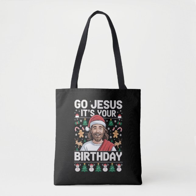 Bolso De Tela Jesús es tu dulce Navidad feo de cumpleaños (Anverso)