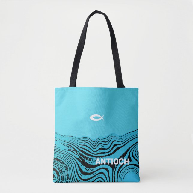 Bolso De Tela Jesús Fish Wavy Waters (Anverso)
