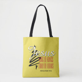Bolso De Tela JESUS KING OF KINGS | Amarillo cristiano | NAVIDAD