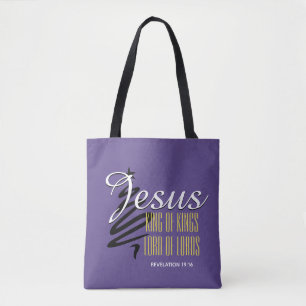 Bolso De Tela JESUS KING OF KINGS NAVIDADES Púrpura cristian