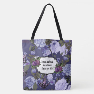 Bolso De Tela Jesús Luz del Tote de Moda Floral Mundial