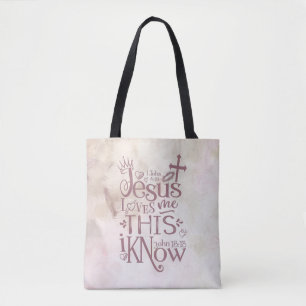 Bolso De Tela JESÚS ME AMA Christian Color Abstracto Rosa