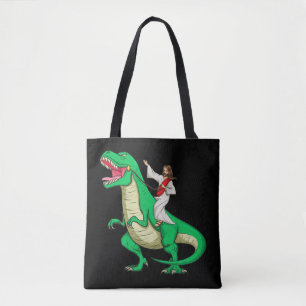 Bolso De Tela Jesús montando Dinosaurio Funny Parodia Tyrannosau