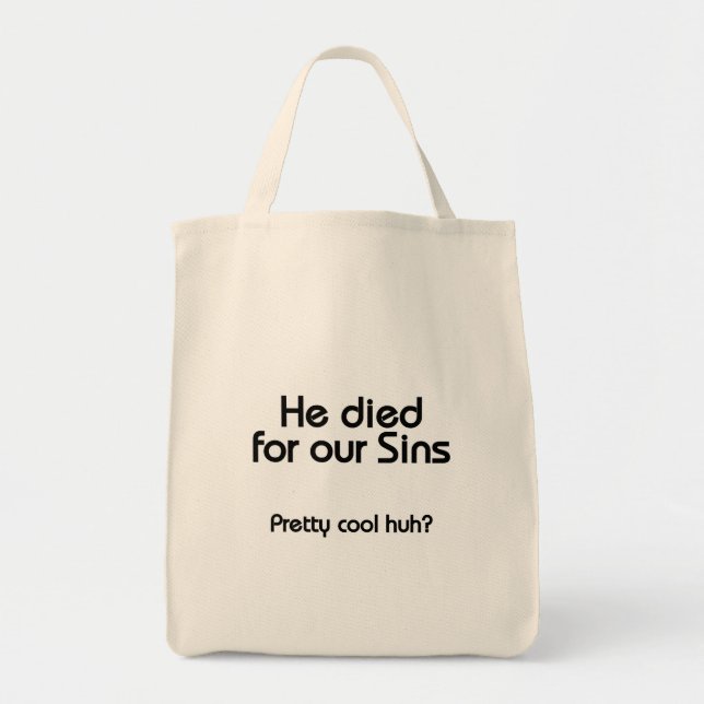 Bolso De Tela Jesús murió por nuestros pecados cristianos (Frente)