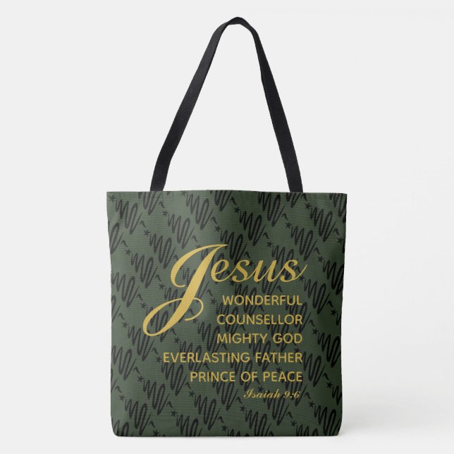 Bolso De Tela JESÚS PRÍNCIPE DE PAZ Isaías Escritura grande (Anverso)