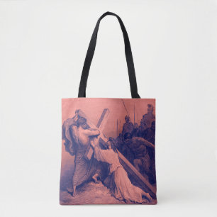 Bolso De Tela Jesús que cae debajo de la biblia cruzada del