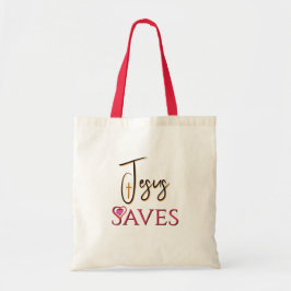 Bolso De Tela Jesús salva cita cristiana