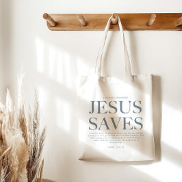 Bolso De Tela Jesus Saves | Aestética cristiana Unisex Azul páli