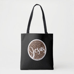 Bolso De Tela Jesús sea la impresión del leopardo central