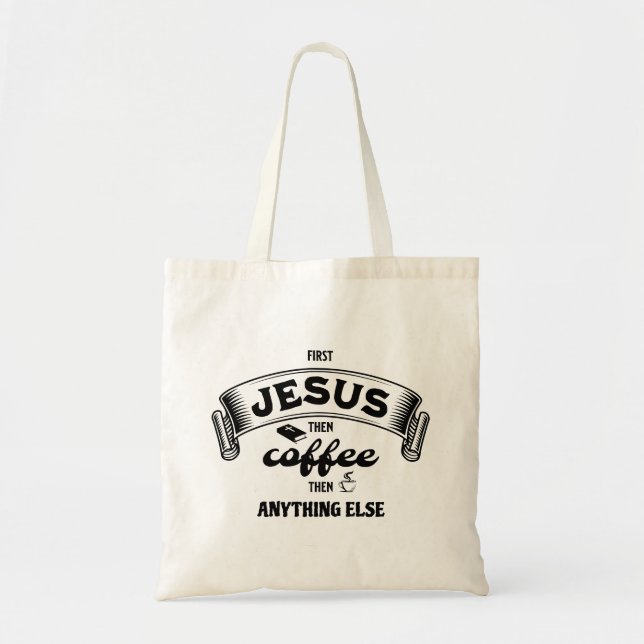 Bolso De Tela JESÚS Y CAFÉ Cristianos (Frente)