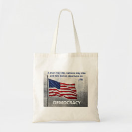 Bolso De Tela JFK Cita Democracia Bandera Estadounidense Diseño
