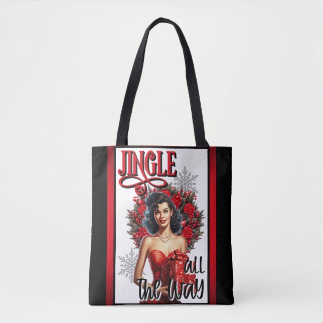 Bolso De Tela Jingle all the Way Pinup Vintage (Anverso)