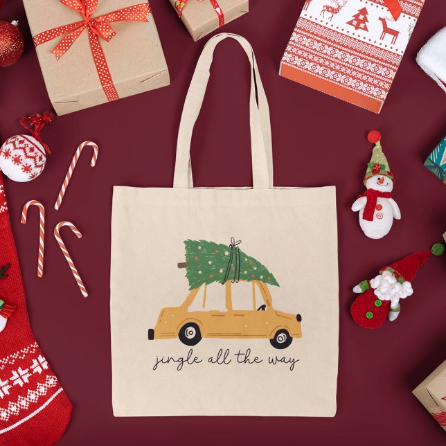 Bolso De Tela Jingle All Way Car and Christmas Tree Holiday (Subido por el creador)