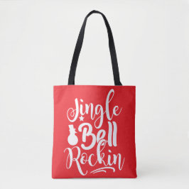 Bolso De Tela Jingle Bell Rockin Festive rojo y blanco