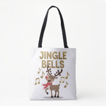 Jingle Bells canta el canto de reno Tote Bag