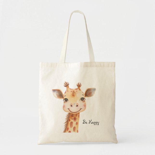 Bolso De Tela Jirafa Elefante Feliz (Frente)