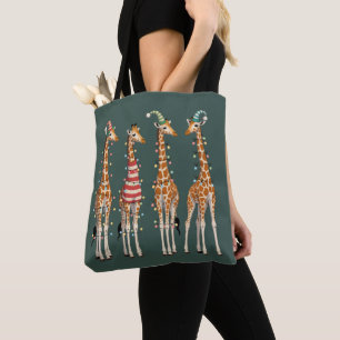 Bolso De Tela Jirafa Navideña Adorable Animal Divertido Amante d