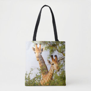 Bolso De Tela Jirafas asomándose por encima de la vegetación