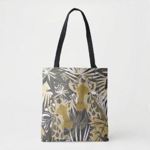 Bolso De Tela jirafas en el bosque nocturno.