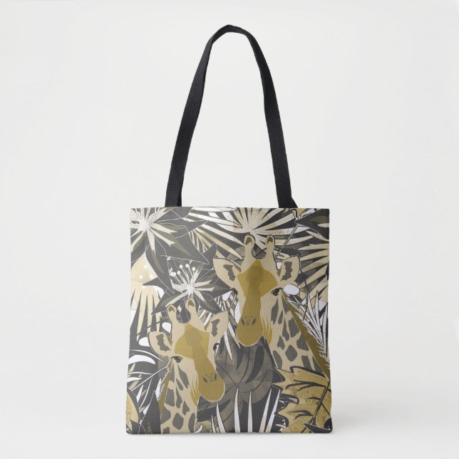Bolso De Tela jirafas en el bosque tropical. (Anverso)