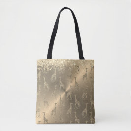 Bolso De Tela jirafas Purpurinoso sobre el oro glitzy