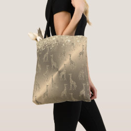 Bolso De Tela jirafas Purpurinoso sobre el oro glitzy
