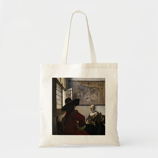Bolso De Tela Johannes Vermeer - Funcionario con un Chica risibl (Frente)