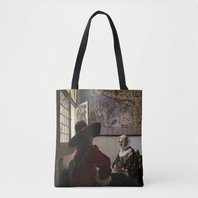 Bolso De Tela Johannes Vermeer - Funcionario con un Chica risibl (Anverso)