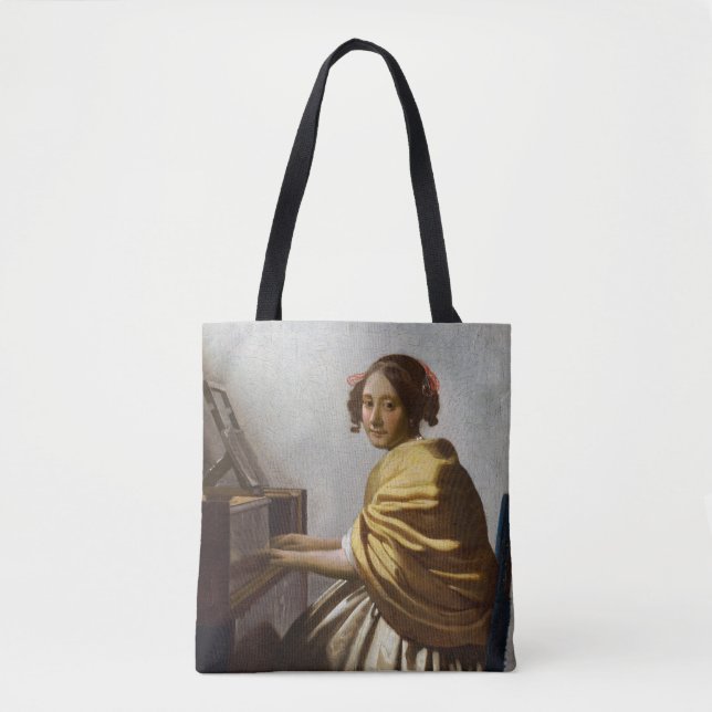 Bolso De Tela Johannes Vermeer - Joven sentada en Virginal (Anverso)