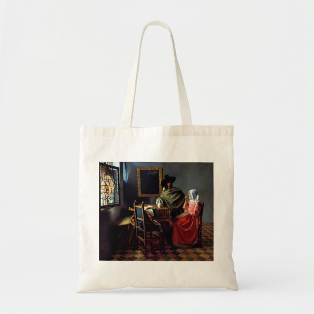 Bolso De Tela Johannes Vermeer - La copa de vino (Frente)