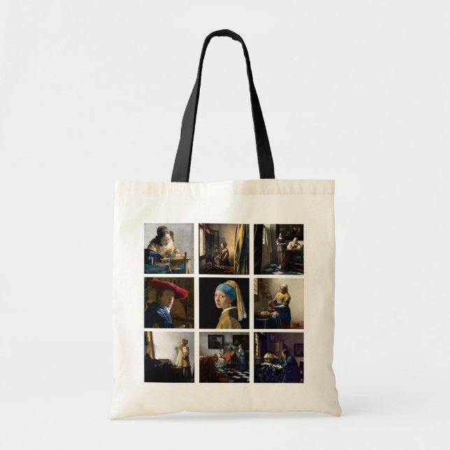 Bolso De Tela Johannes Vermeer - Masterpieces Grid (Frente)