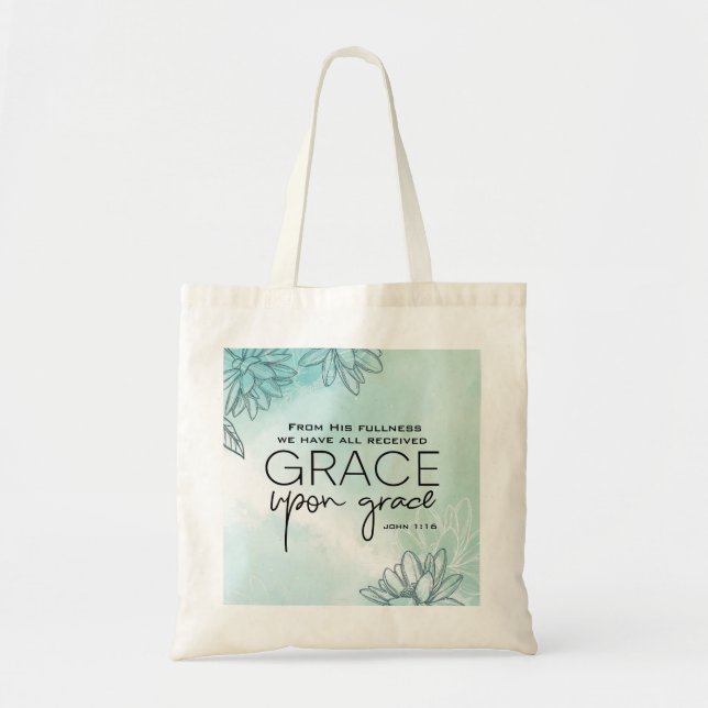 Bolso De Tela John 1:16 Todos hemos recibido Grace (Frente)
