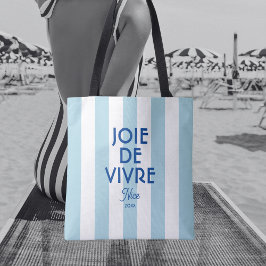 Bolso De Tela Joie De Vivre Nice Blue Cabana Stripe French