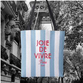 Bolso De Tela Joie De Vivre Paris Banda Francesa Azul