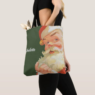 Bolso De Tela Jolly Santa Claus con una Navidad secreta y vintag