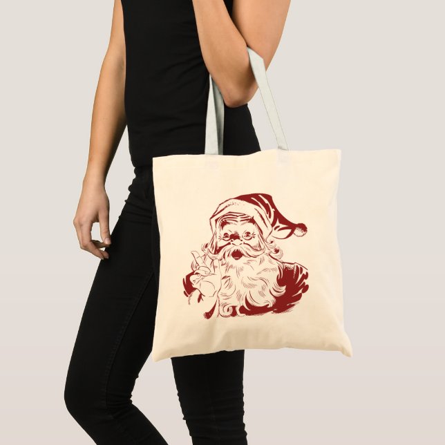Bolso De Tela Jolly Santa Claus en Red Fun Retro Feliz Navidad (Anverso (producto))