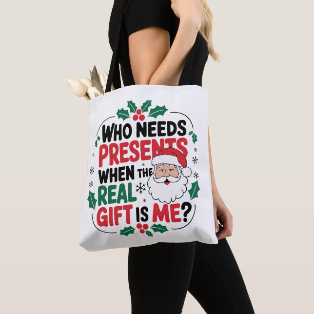 Bolso De Tela Jolly Santa Claus trae alegría festiva a todos (Detalle)